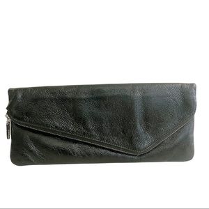 HOBO Effe Patent Leather Foldover Zippered Envelope Clutch Wallet Purse